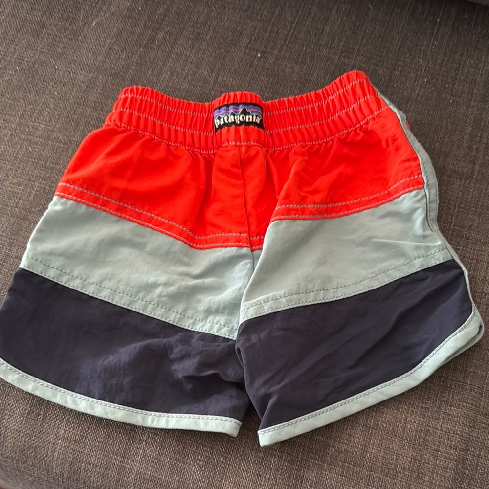 Patagonia Kids' Tri-Tone Shorts - Red, Gray, Black